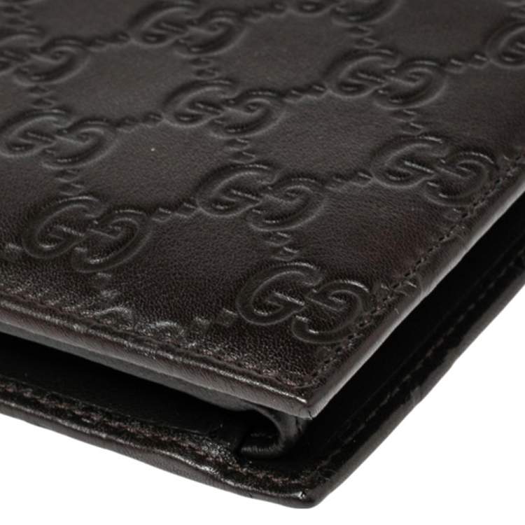 Pre Owned Gucci Dark Brown Guccissima Leather Bifold Wallet