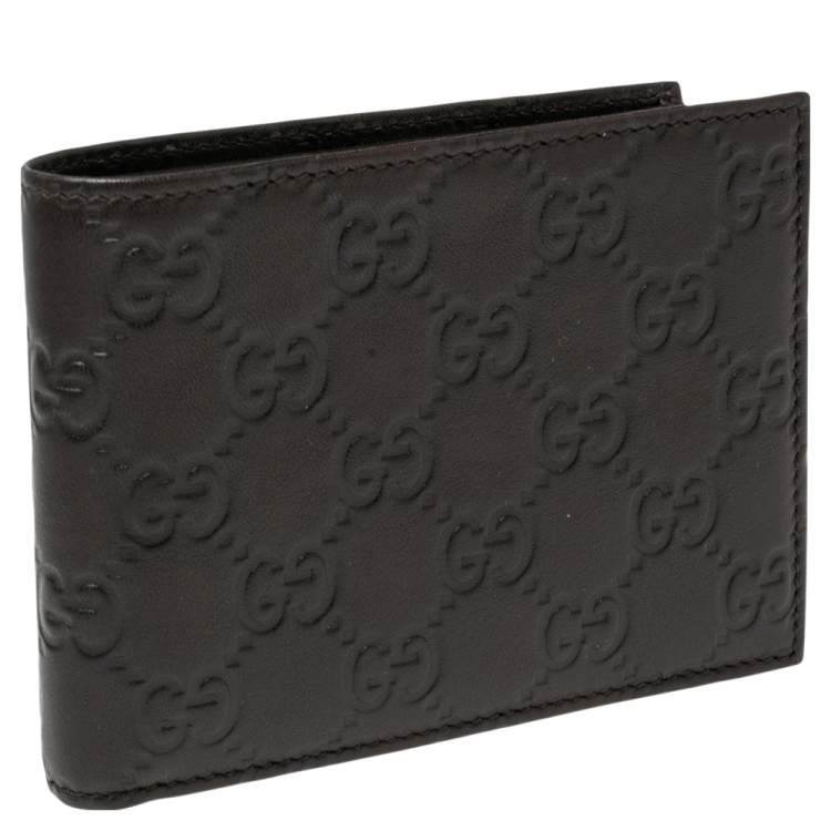 Pre Owned Gucci Dark Brown Guccissima Leather Bifold Wallet