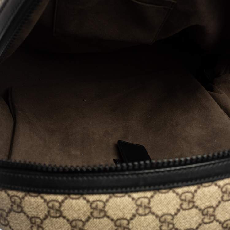 مملوكة مسبقًا Gucci Beige/Black GG Supreme Canvas and Leather Backpack