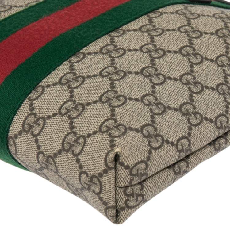 Pre Owned Gucci Beige/Ebony GG Supreme Canvas Web Flat Messenger Bag