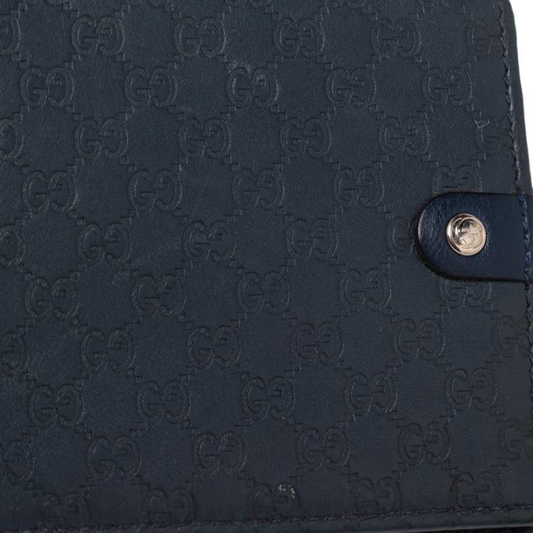 Pre Owned Gucci Blue Microguccissima Leather Bifold Wallet