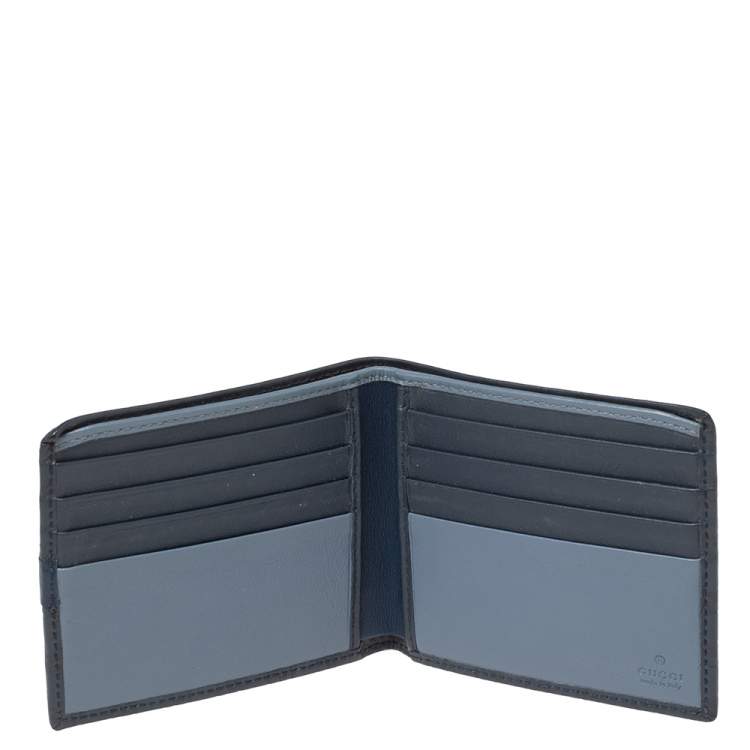 Pre Owned Gucci Blue Microguccissima Leather Bifold Wallet