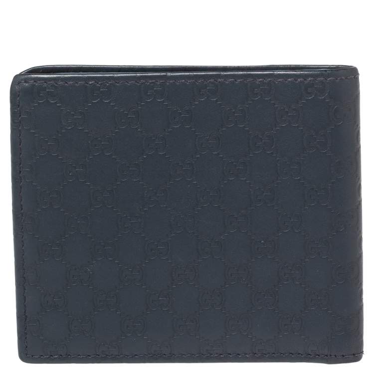 Pre Owned Gucci Blue Microguccissima Leather Bifold Wallet