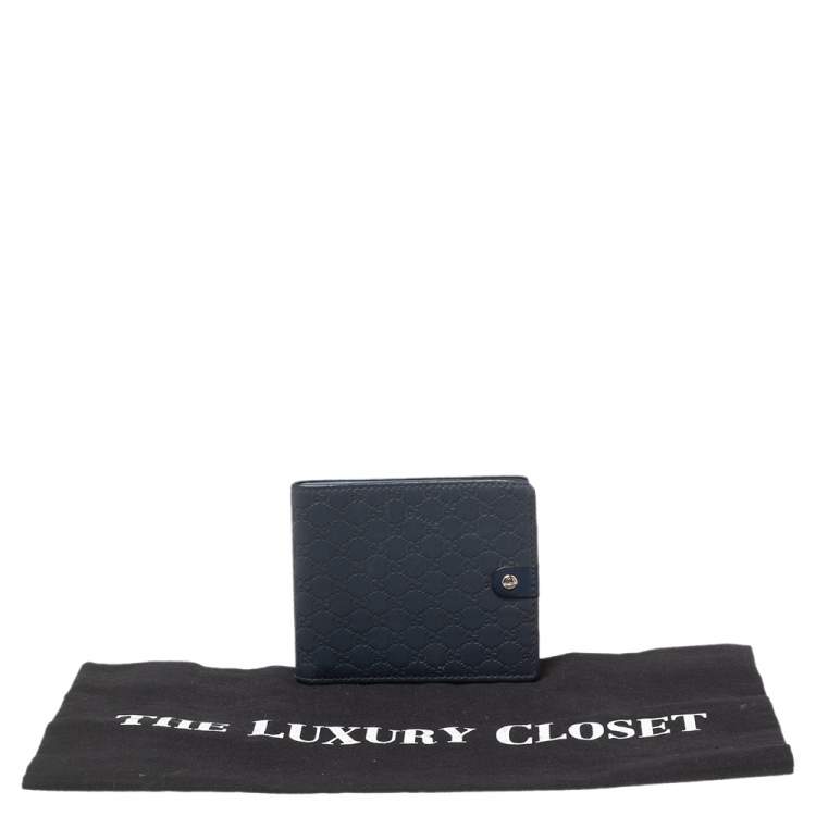 Pre Owned Gucci Blue Microguccissima Leather Bifold Wallet