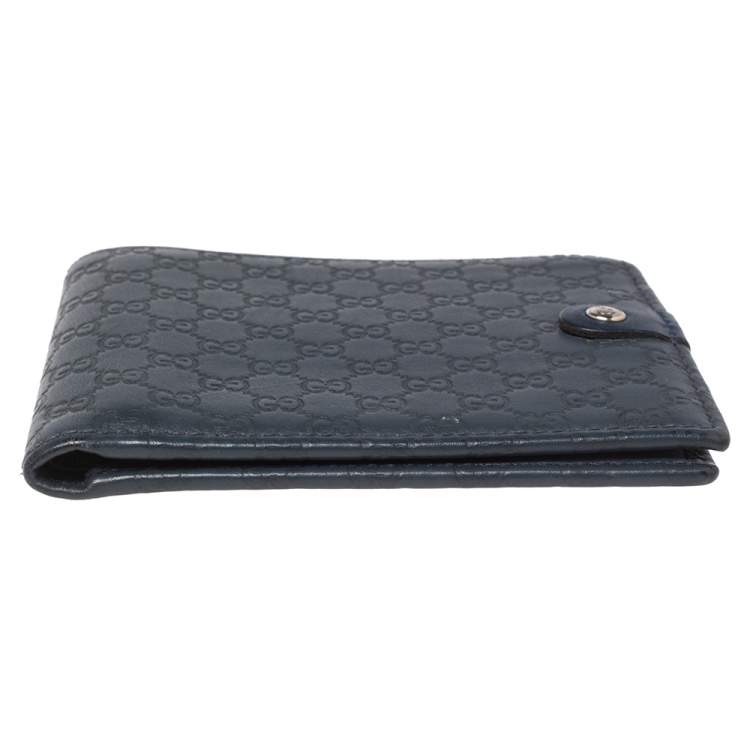 Pre Owned Gucci Blue Microguccissima Leather Bifold Wallet