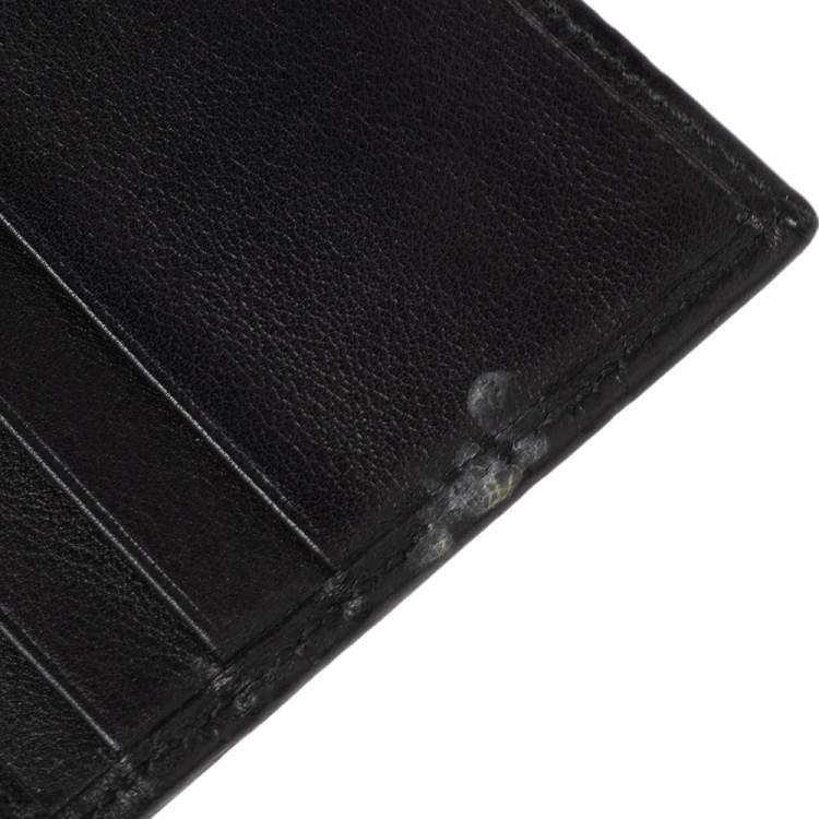 Pre Owned Gucci Black Guccissima Leather Web Bifold Wallet