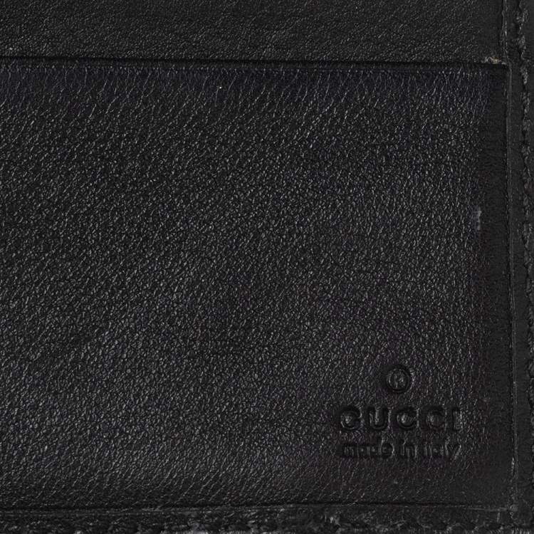 Pre Owned Gucci Black Guccissima Leather Web Bifold Wallet