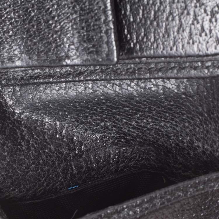 Pre Owned Gucci Black Grained Leather Web Logo Bifold Wallet