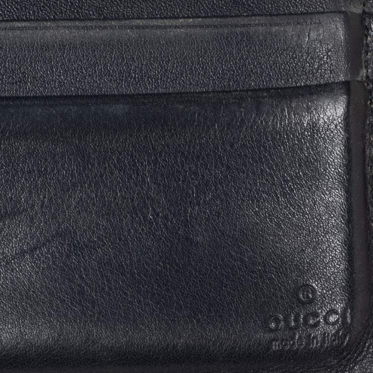 Pre Owned Gucci Navy Blue Microguccissima Leather Bifold Wallet