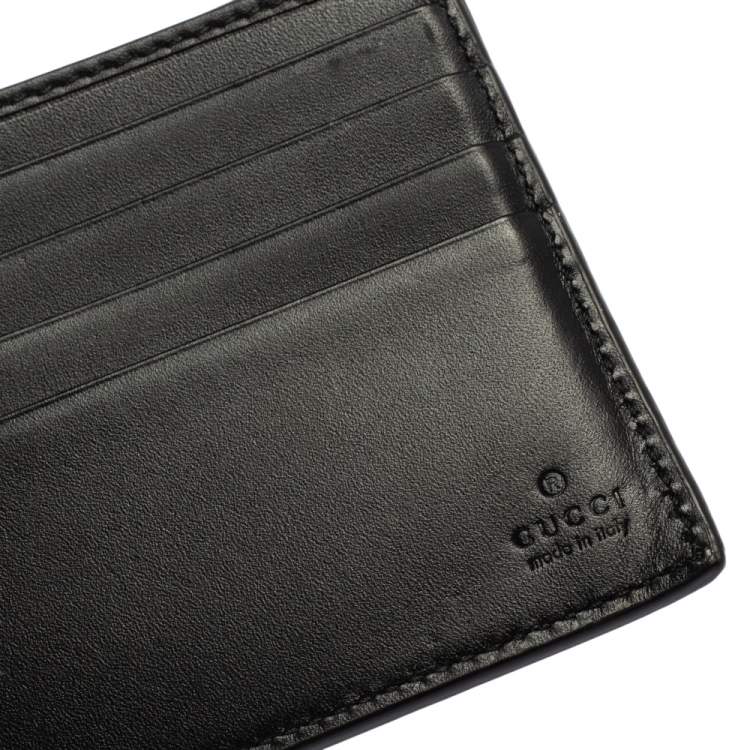 Pre Owned Gucci Black Guccissima Leather Web Bifold Wallet
