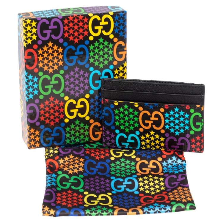 مملوكة مسبقًا Gucci Multicolor GG Psychedelic Coated Canvas and Leather Card Holder