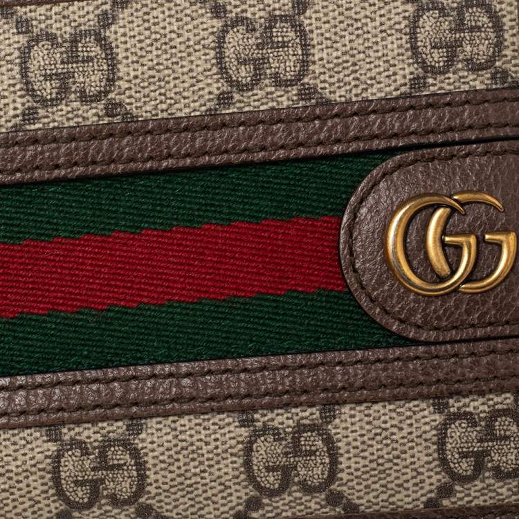 Pre Owned Gucci Beige/Brown Gucci Supreme Canvas and Leather Ophidia GG Bifold Wallet