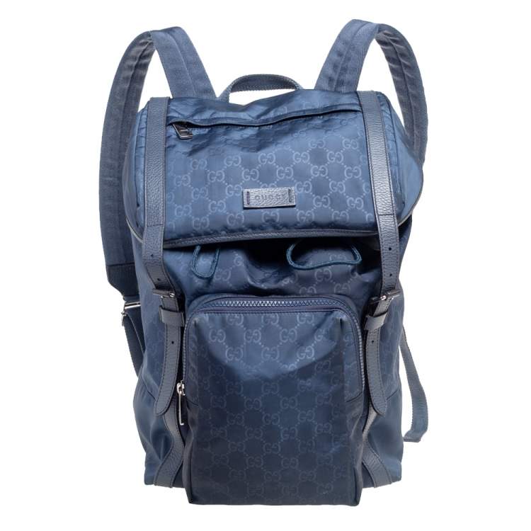 Gucci Blue Guccissima Nylon and Leather Light Backpack Gucci | TLC