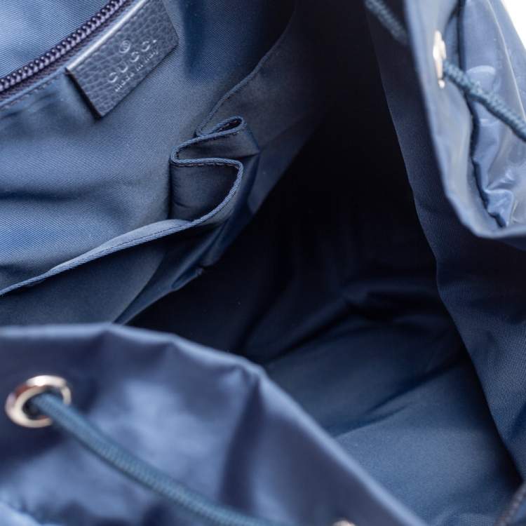 Pre Owned Gucci Blue Guccissima Nylon and Leather Light Backpack