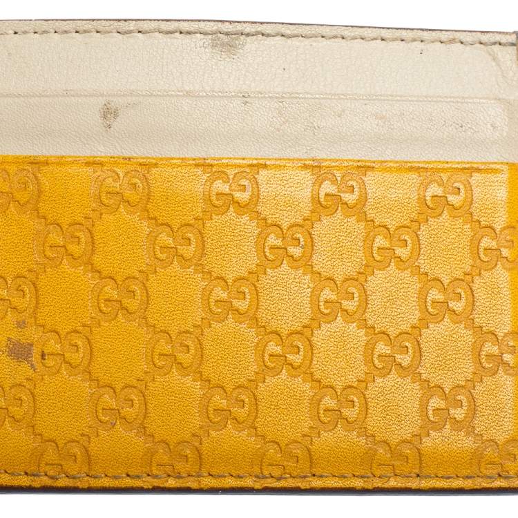 Pre Owned Gucci Orange/Yellow Microguccissima Leather Card Case