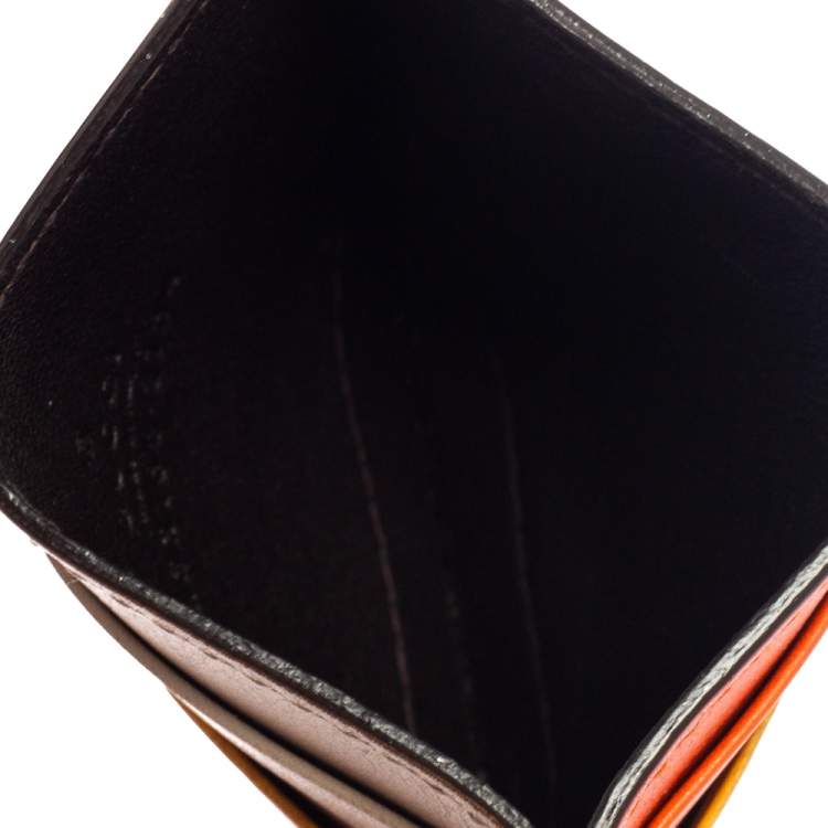Pre Owned Gucci Orange/Yellow Microguccissima Leather Card Case