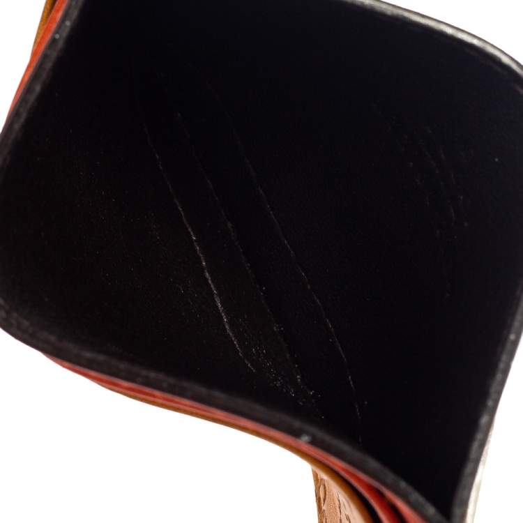 Pre Owned Gucci Orange/Yellow Microguccissima Leather Card Case