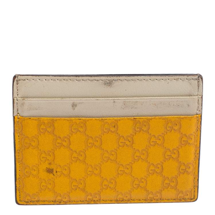 Pre Owned Gucci Orange/Yellow Microguccissima Leather Card Case