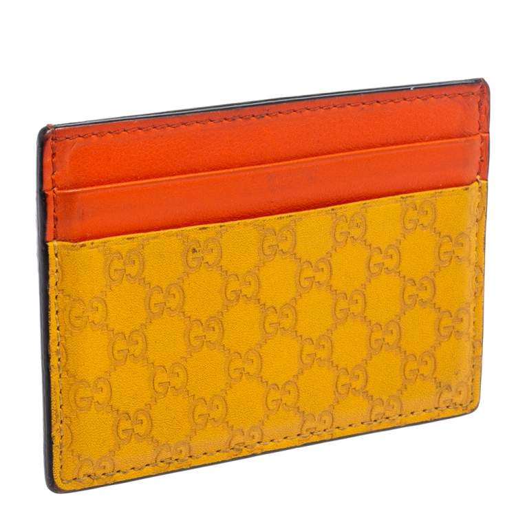 Pre Owned Gucci Orange/Yellow Microguccissima Leather Card Case