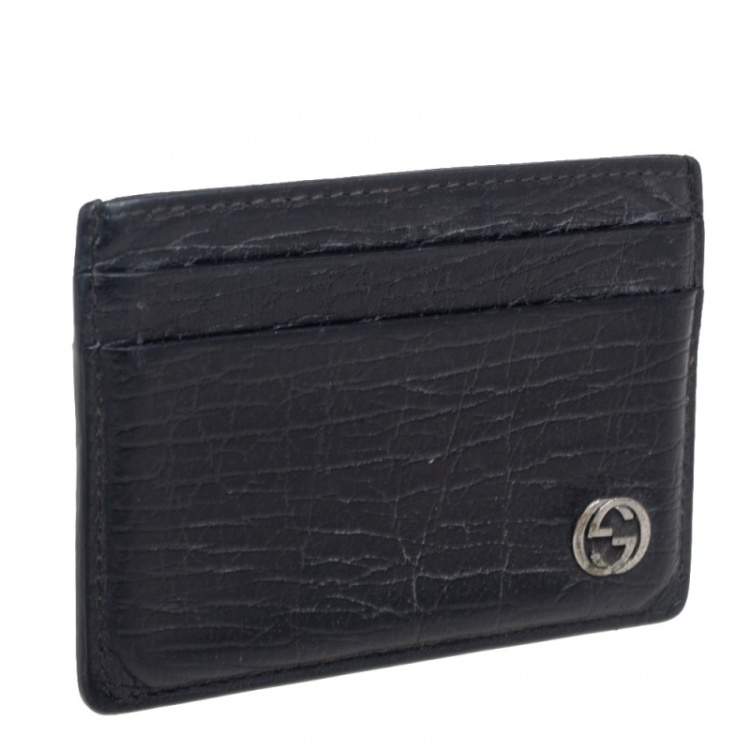 مملوكة مسبقًا Gucci Black Leather Interlocking G Logo Card Case 