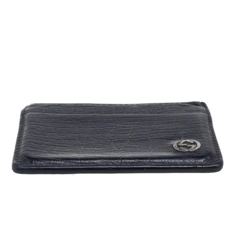 مملوكة مسبقًا Gucci Black Leather Interlocking G Logo Card Case 