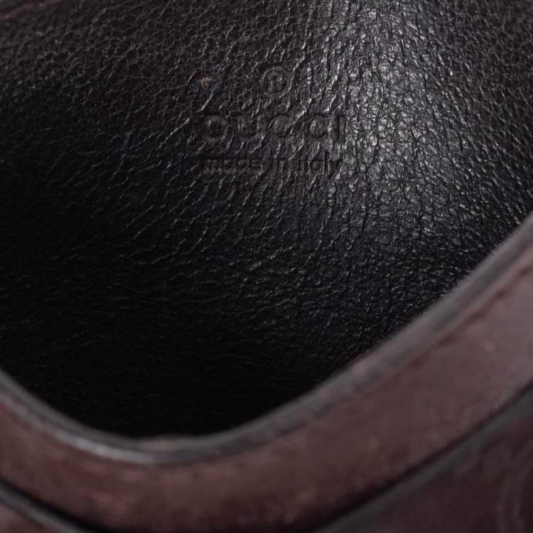 Pre Owned Gucci Dark Brown Guccissima Leather Card Holder