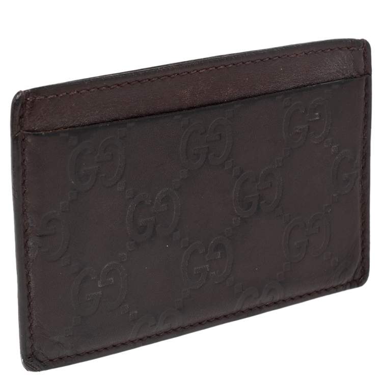 Pre Owned Gucci Dark Brown Guccissima Leather Card Holder