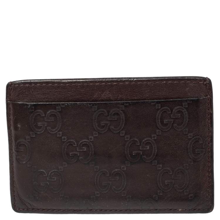 Pre Owned Gucci Dark Brown Guccissima Leather Card Holder