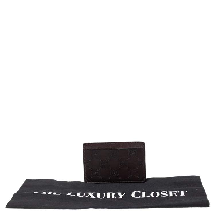 Pre Owned Gucci Dark Brown Guccissima Leather Card Holder