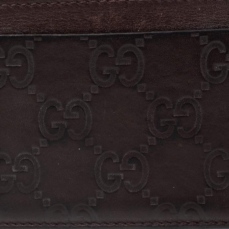 Pre Owned Gucci Dark Brown Guccissima Leather Card Holder