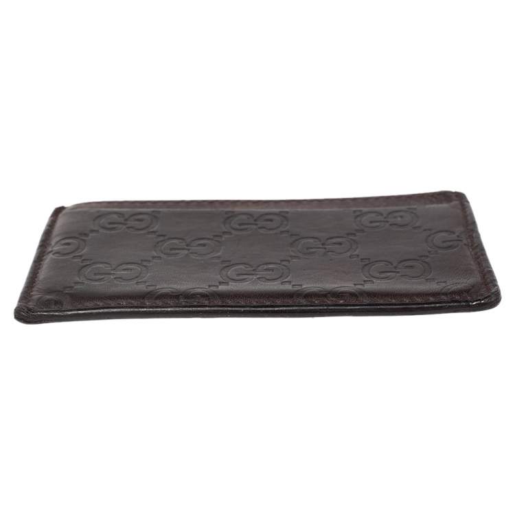 Pre Owned Gucci Dark Brown Guccissima Leather Card Holder