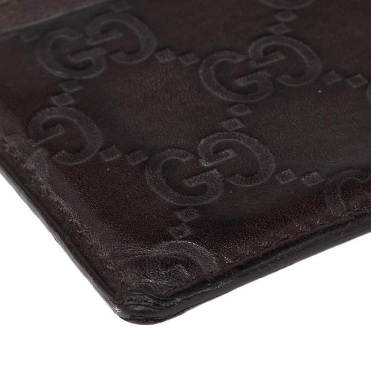 Pre Owned Gucci Dark Brown Guccissima Leather Card Holder