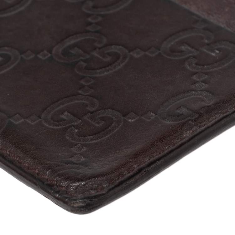 Pre Owned Gucci Dark Brown Guccissima Leather Card Holder