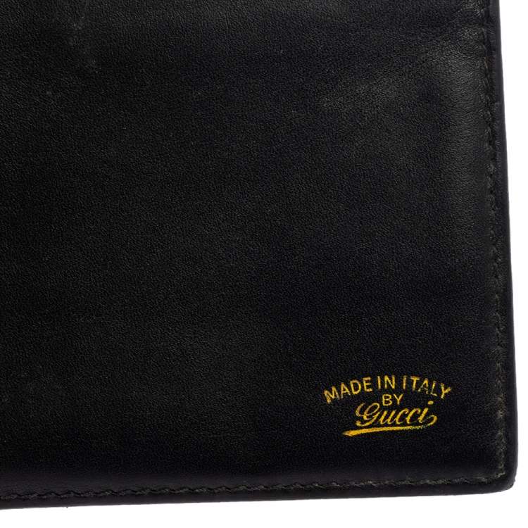 Pre Owned Gucci Black Leather Bifold Wallet