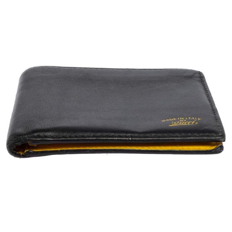 Pre Owned Gucci Black Leather Bifold Wallet