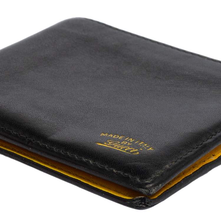 Pre Owned Gucci Black Leather Bifold Wallet