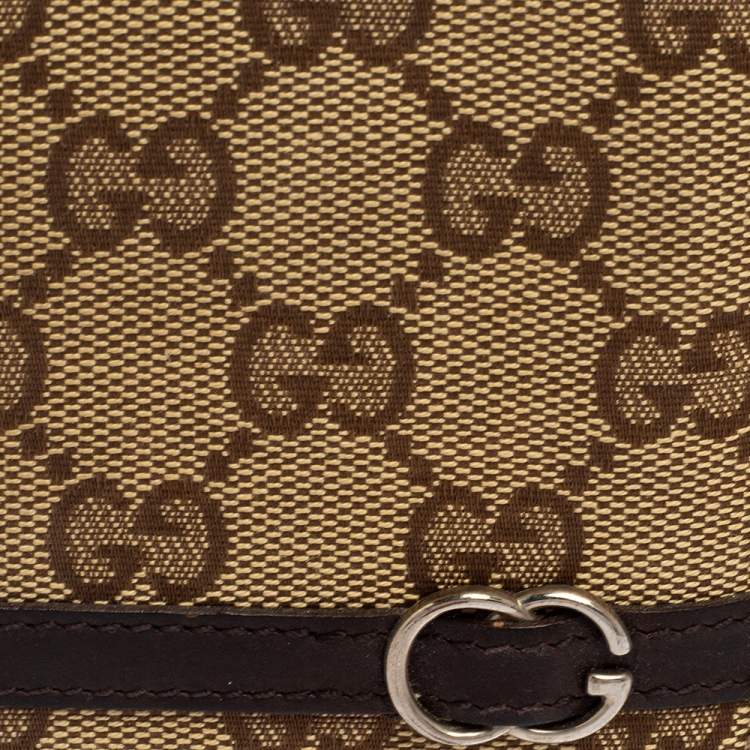 Pre Owned Gucci Brown/Beige GG Canvas and Leather Bifold Wallet