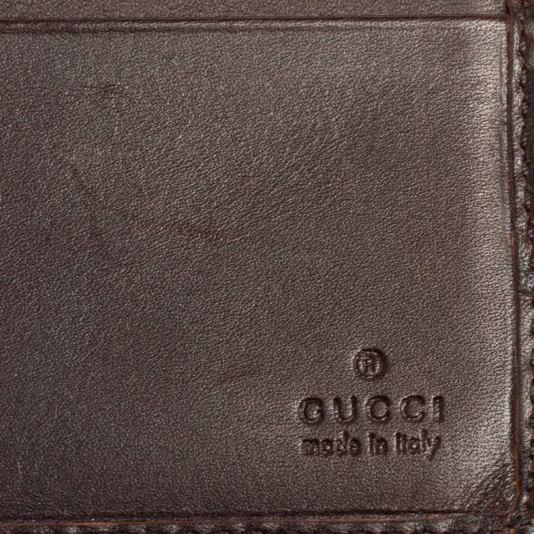 Pre Owned Gucci Brown/Beige GG Canvas and Leather Bifold Wallet