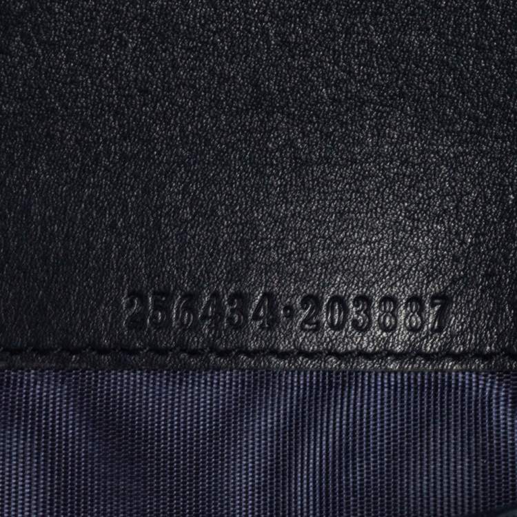 Pre Owned Gucci Navy Blue Guccissima Leather Flap Long Wallet