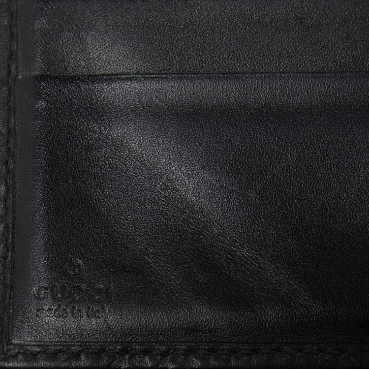 Pre Owned Gucci Black Guccissima Leather Bifold Wallet