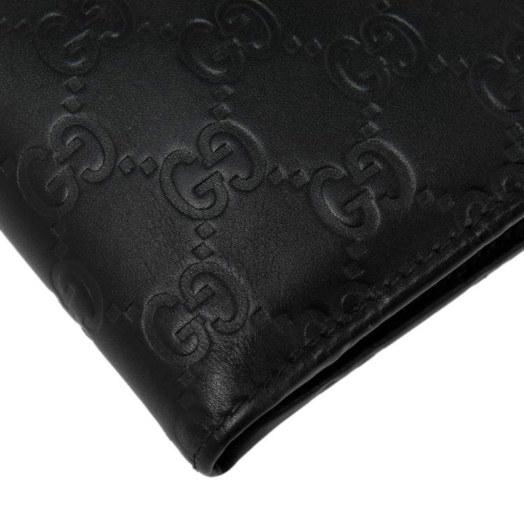 Pre Owned Gucci Black Guccissima Leather Bifold Wallet
