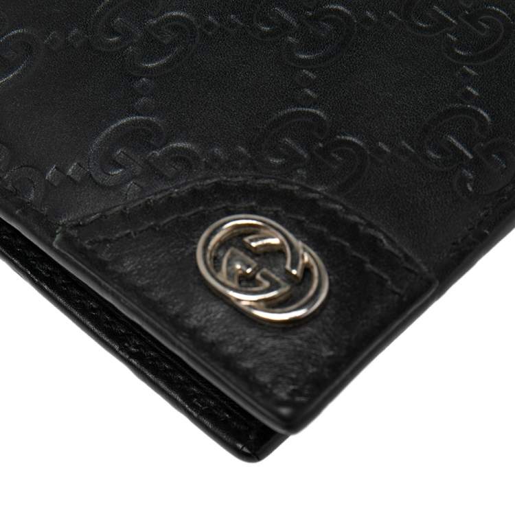 Pre Owned Gucci Black Guccissima Leather Bifold Wallet