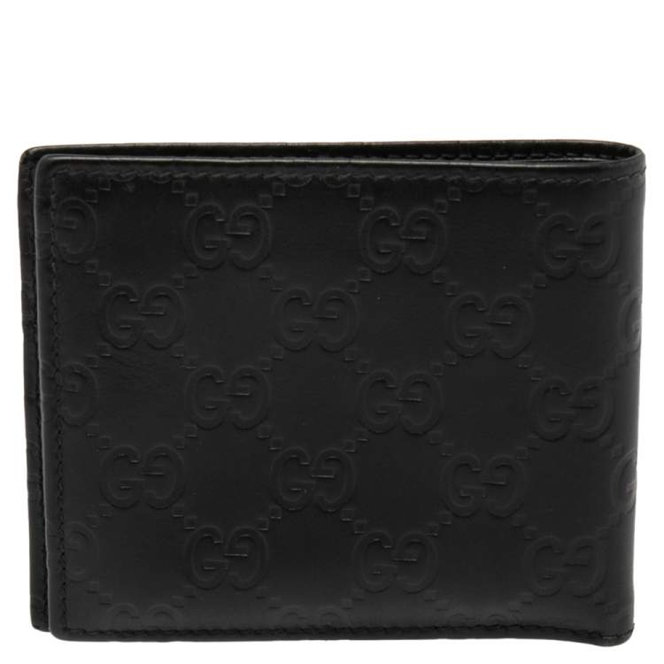 Pre Owned Gucci Black Guccissima Leather Bifold Wallet