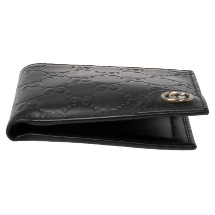 Pre Owned Gucci Black Guccissima Leather Bifold Wallet