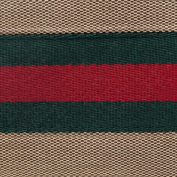 Pre Owned Gucci Brown Leather and Canvas Web Bifold Wallet
