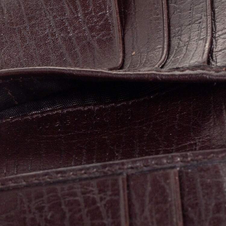 Pre Owned Gucci Brown Leather and Canvas Web Bifold Wallet