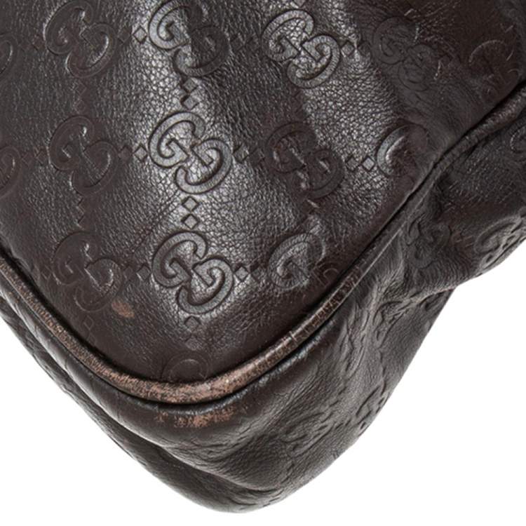 Pre Owned Gucci Brown GG Embossed Leather Briefcase