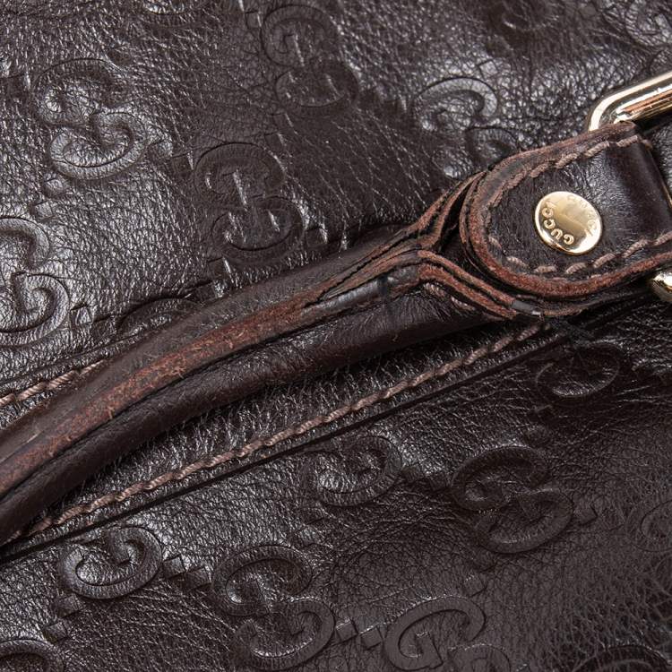 Pre Owned Gucci Brown GG Embossed Leather Briefcase