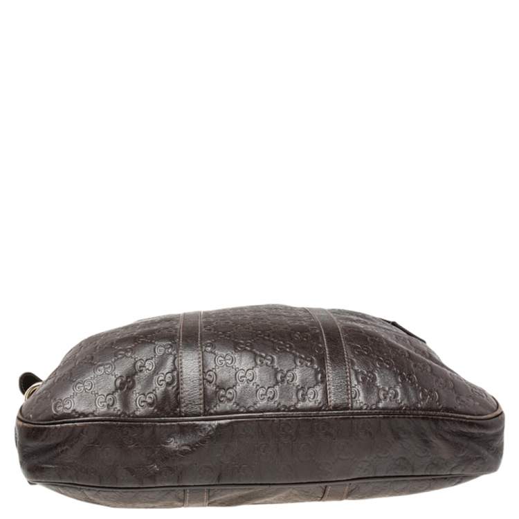 Pre Owned Gucci Brown GG Embossed Leather Briefcase