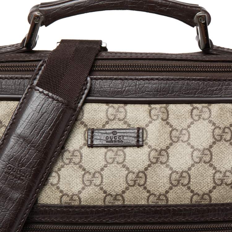 Pre Owned Gucci Beige/Brown GG Coated Canvas And Leather Medium Briefcase